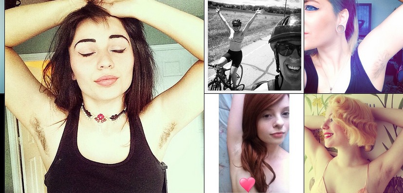 bilder från instagramkontot whyareyousooffended där personer taggat sina bilder på håriga armhålor.
