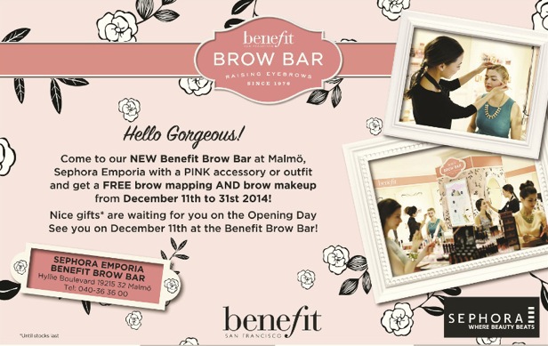 Benefit Browbar öppnar i morgon på Sephora i Emporiabutiken i Malmö